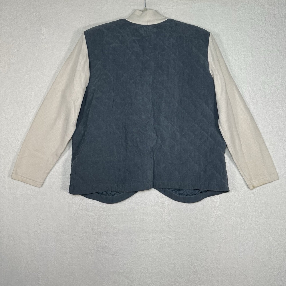 ALFRED DUNNER Blue Quilted Faux Suede Vest Embroidered Mock Neck Top Set 16W - Picture 8 of 9
